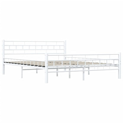 White Metal Bed Frame with Headboard 160x200 cm