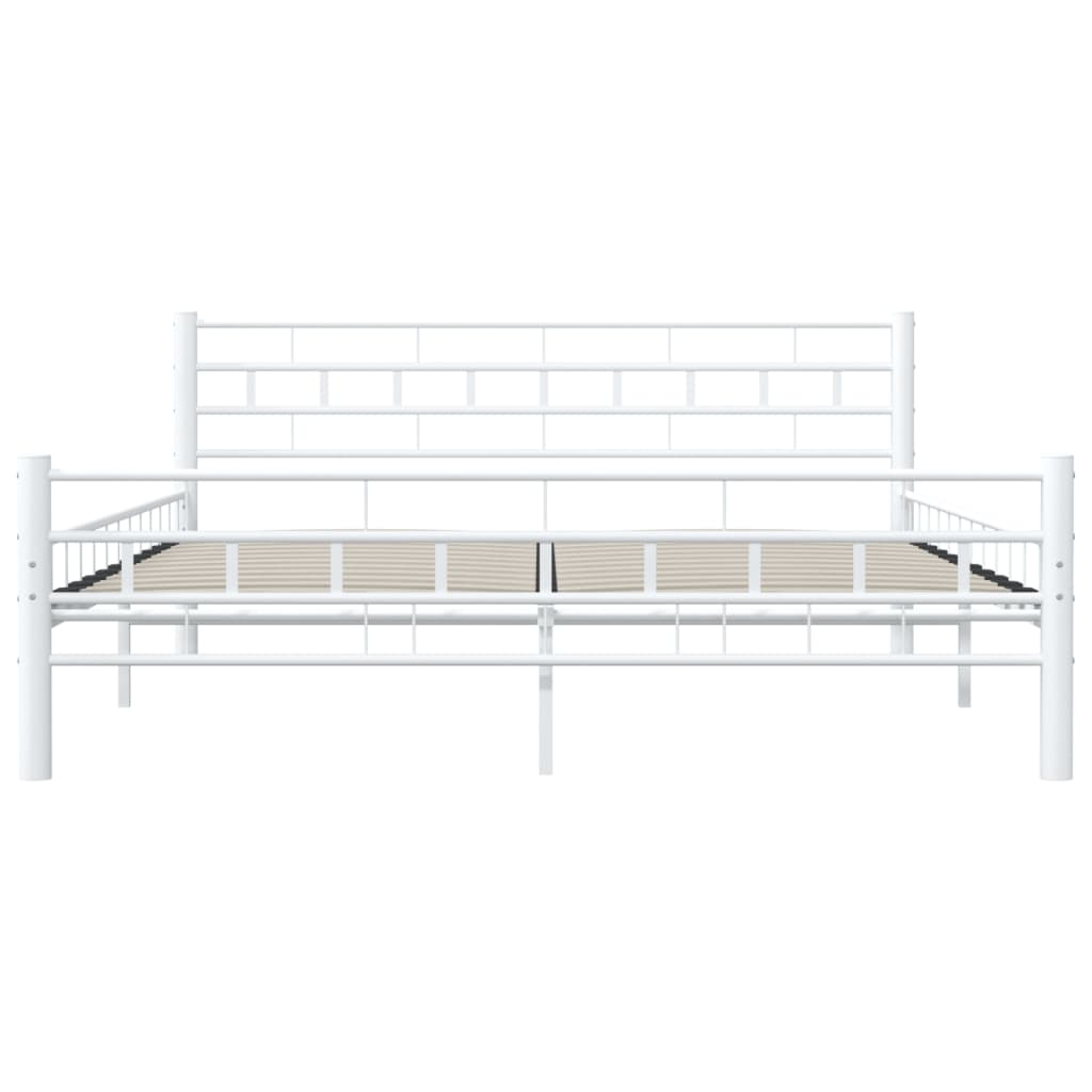 White Metal Bed Frame with Headboard 160x200 cm