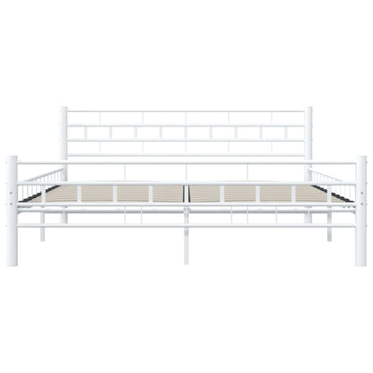 White Metal Bed Frame with Headboard 160x200 cm