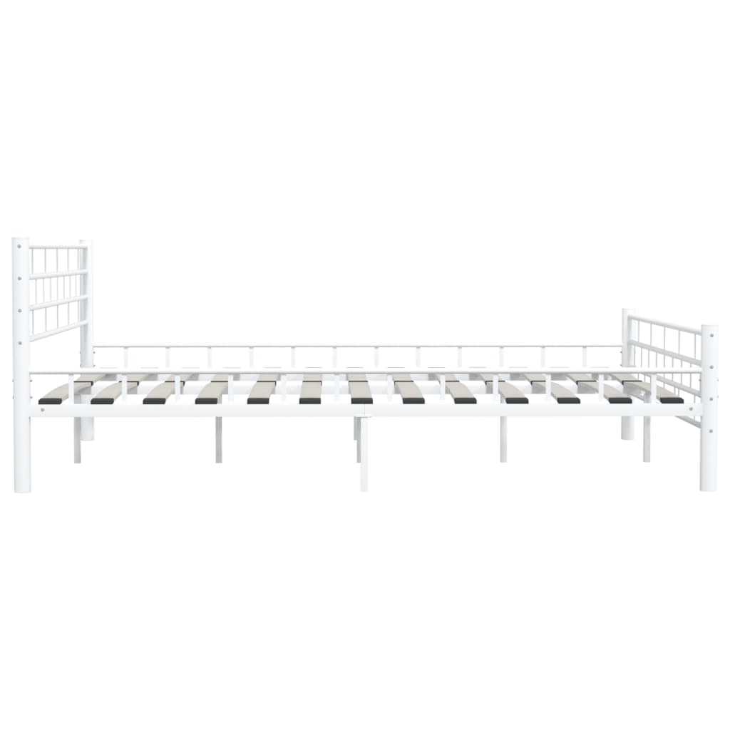 White Metal Bed Frame with Headboard 160x200 cm