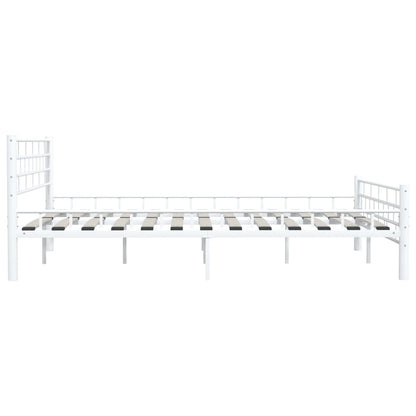 White Metal Bed Frame with Headboard 160x200 cm