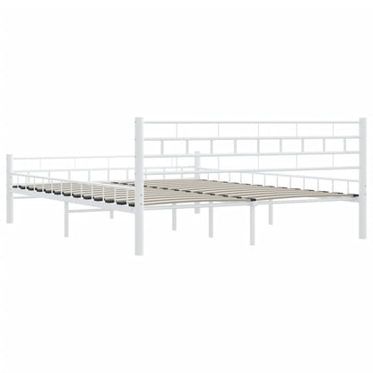 White Metal Bed Frame with Headboard 160x200 cm