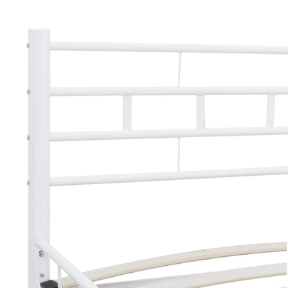 White Metal Bed Frame with Headboard 160x200 cm
