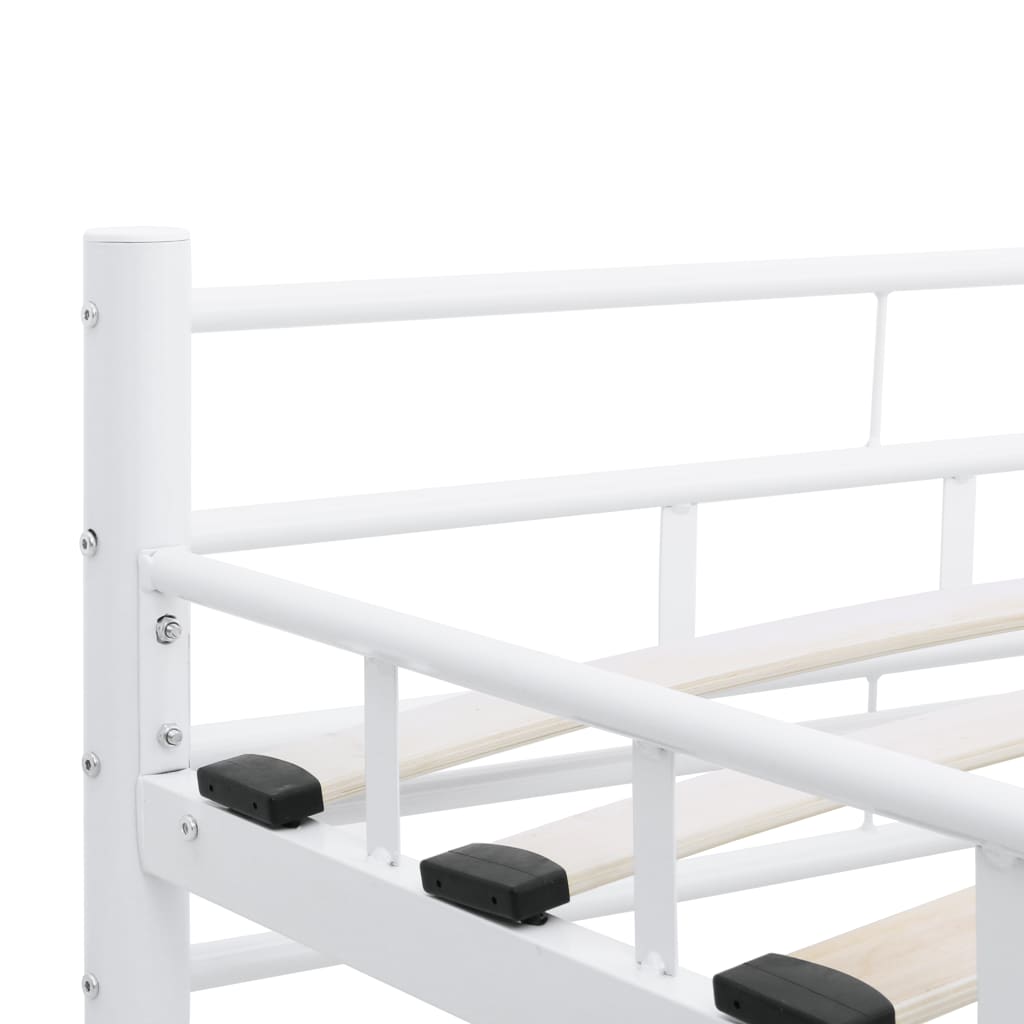 White Metal Bed Frame with Headboard 160x200 cm
