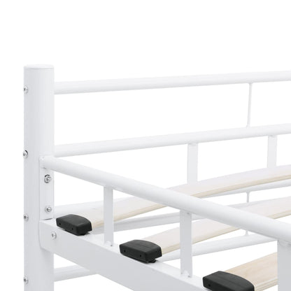 White Metal Bed Frame with Headboard 160x200 cm