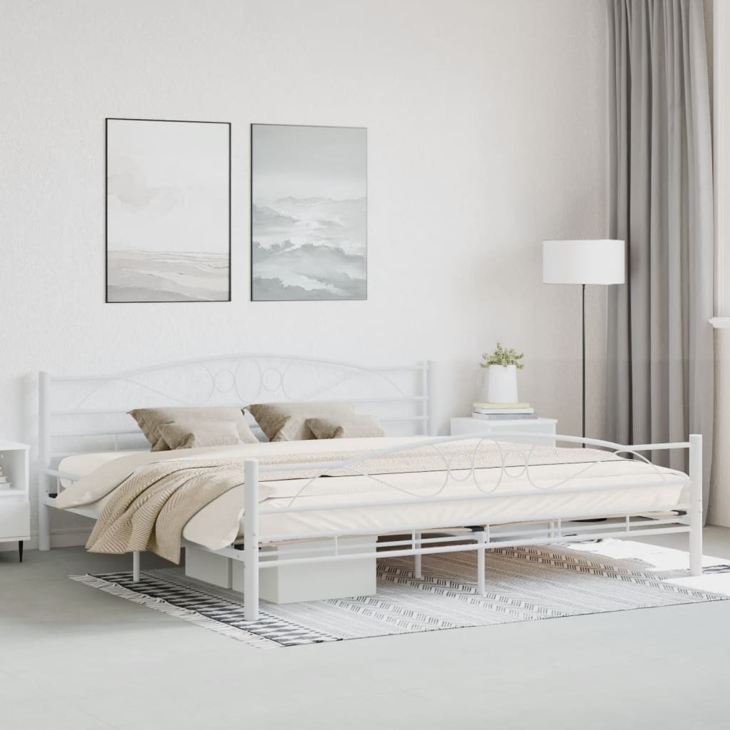 White Metal Bed Frame 200x200 cm | vidaXL 285306