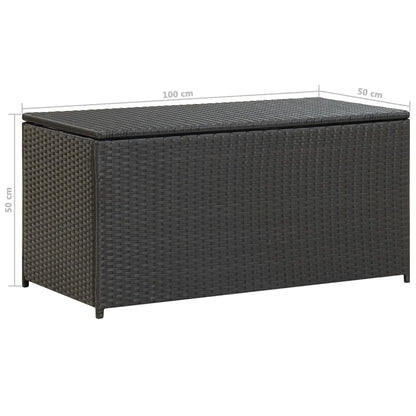 Black Poly Rattan Garden Storage Box 100x50x50 cm - Stylish & Durable