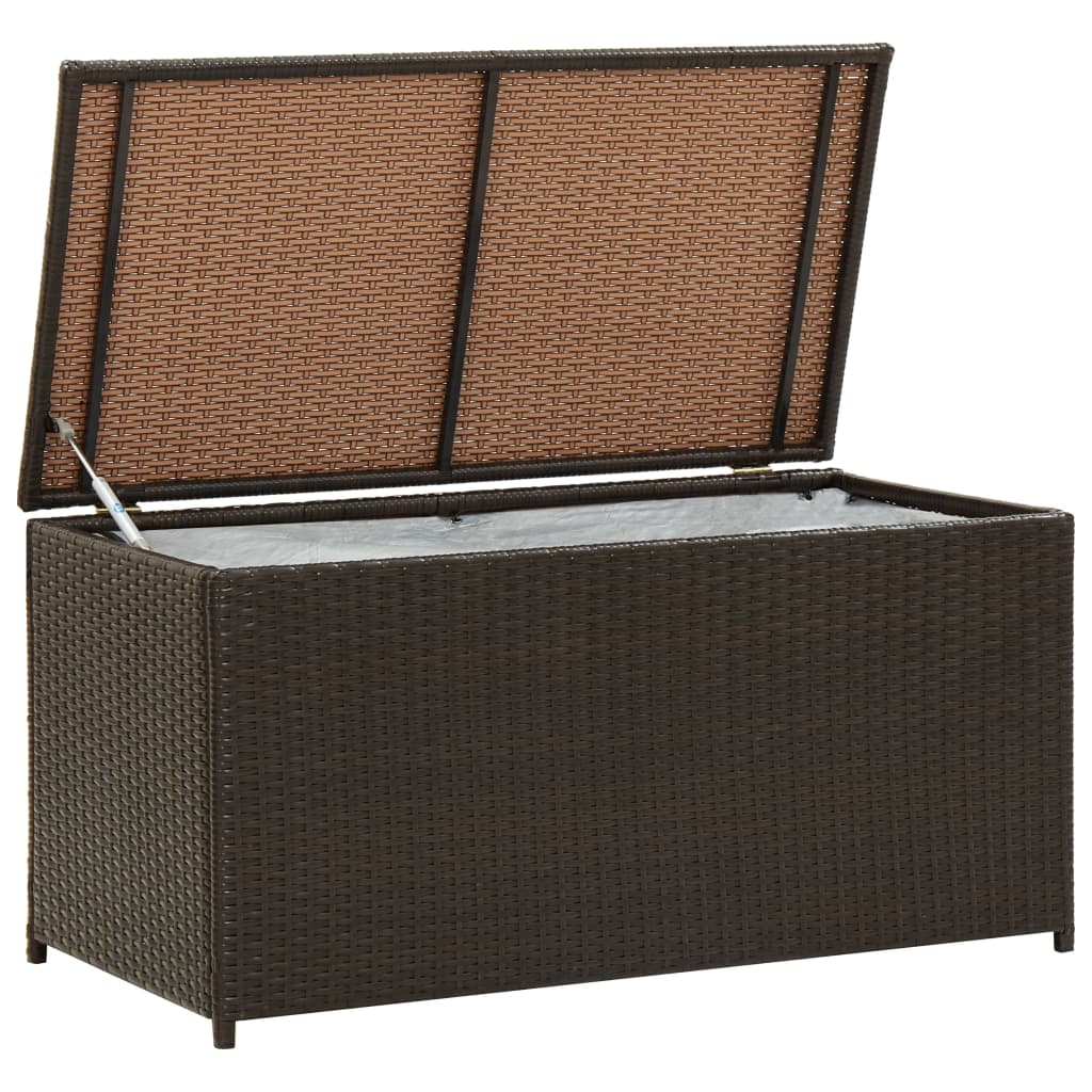 190L Poly Rattan Garden Storage Box on Wheels - Black