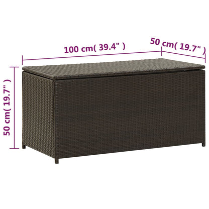 Brown Poly Rattan Garden Storage Box 100x50x50 cm