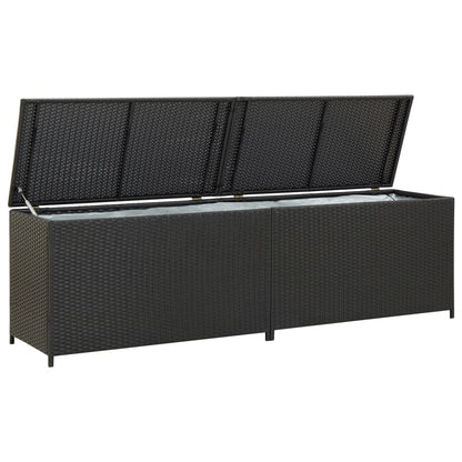 190L Poly Rattan Garden Storage Box on Wheels - Black