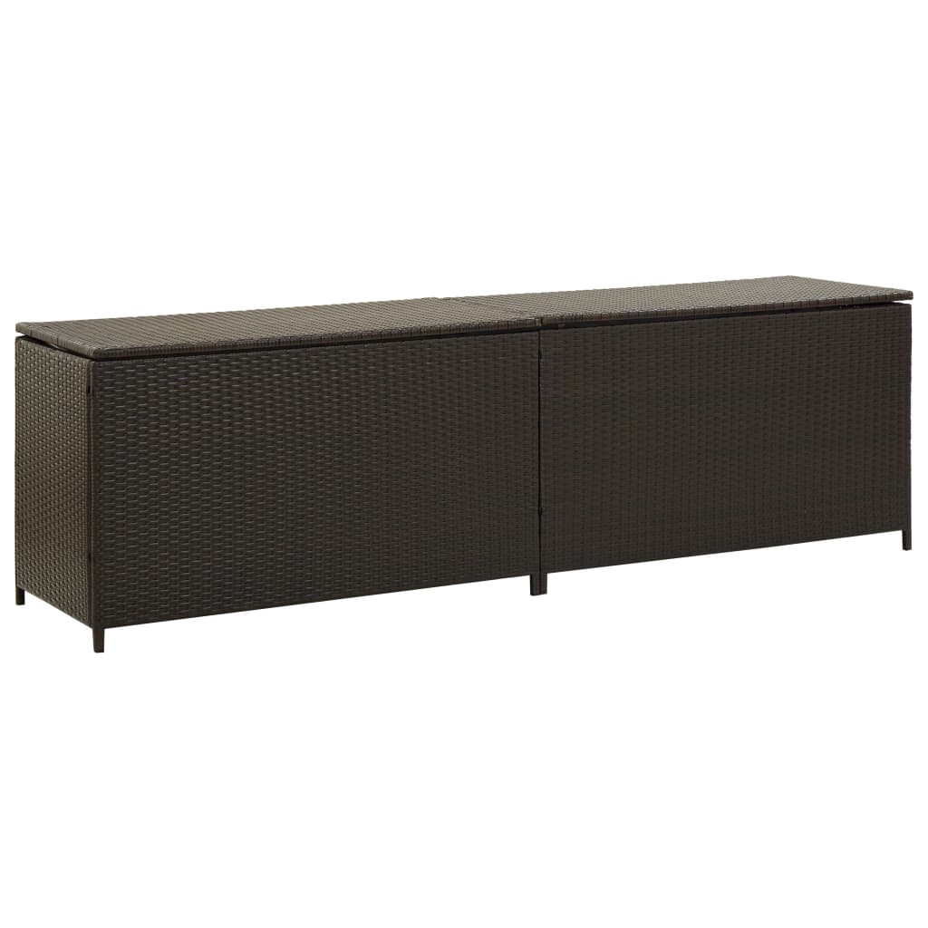 190L Poly Rattan Garden Storage Box on Wheels - Black