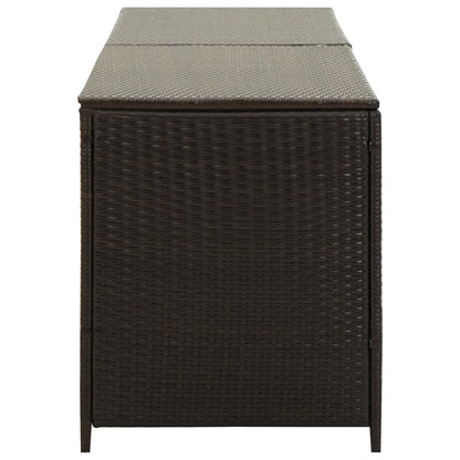 Brown Poly Rattan Garden Storage Box 200x50x60 cm