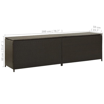 Brown Poly Rattan Garden Storage Box 200x50x60 cm