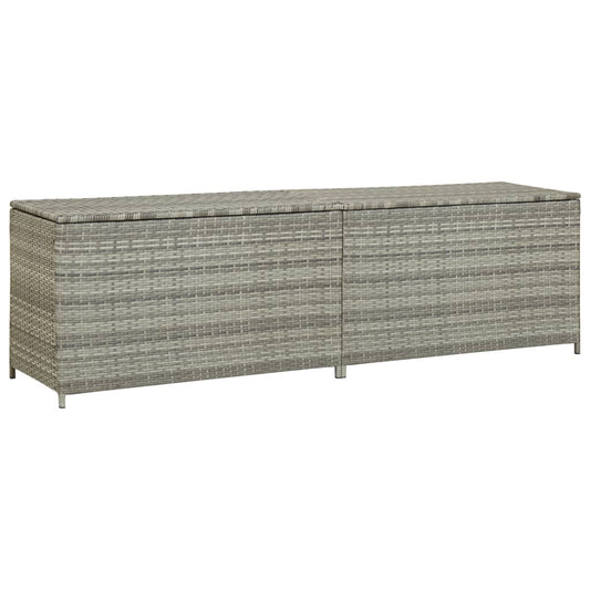 Grey Poly Rattan Garden Storage Box - 200x50x60 cm