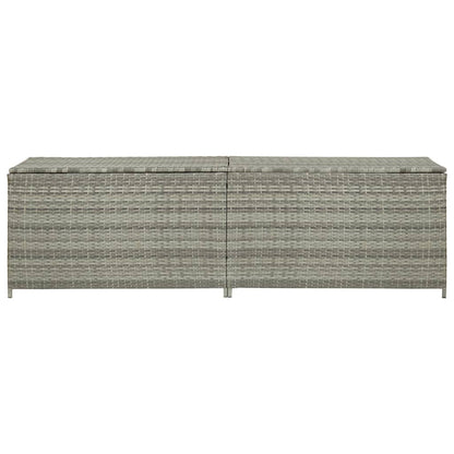 Grey Poly Rattan Garden Storage Box - 200x50x60 cm