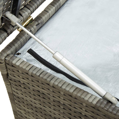 Grey Poly Rattan Garden Storage Box - 200x50x60 cm