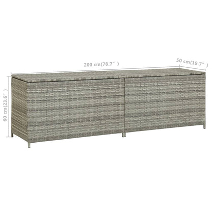 Grey Poly Rattan Garden Storage Box - 200x50x60 cm