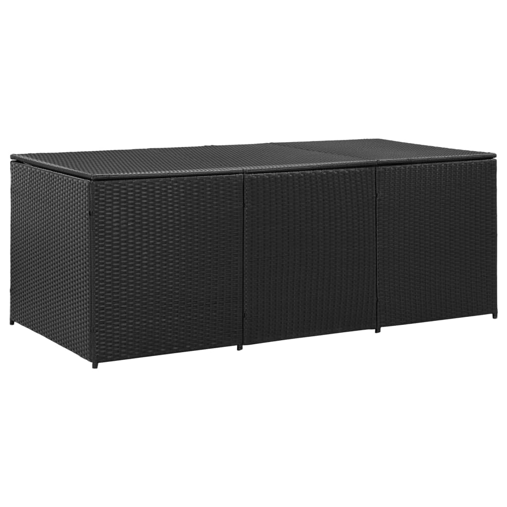 190L Poly Rattan Garden Storage Box on Wheels - Black