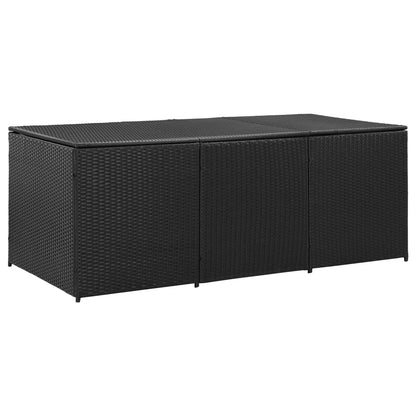 190L Poly Rattan Garden Storage Box on Wheels - Black