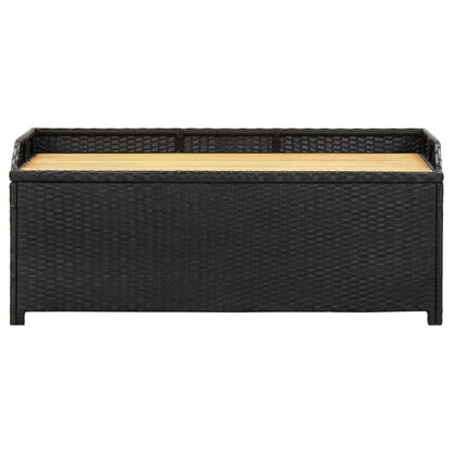 Stylish Black Poly Rattan Garden Storage Bench - 120 cm