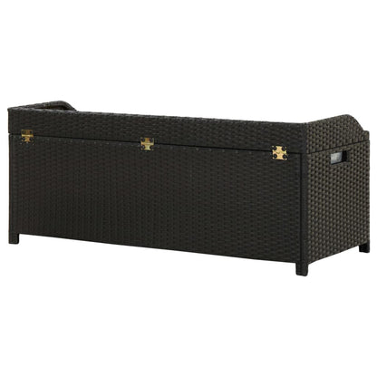 Stylish Black Poly Rattan Garden Storage Bench - 120 cm