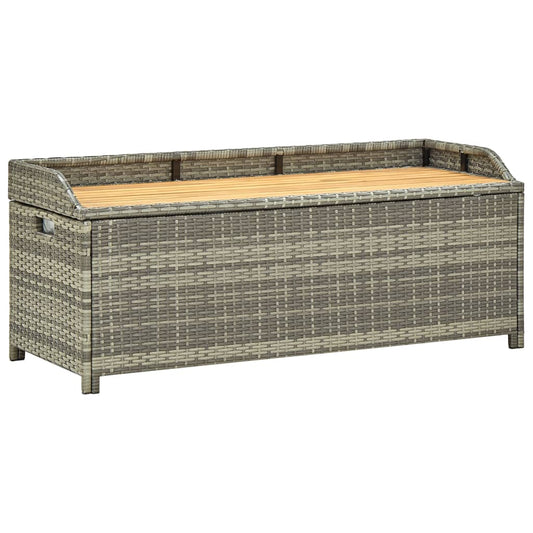 Stylish Grey Poly Rattan Garden Storage Bench, 120 cm
