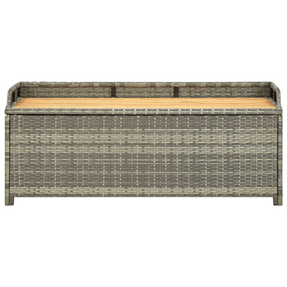 Stylish Grey Poly Rattan Garden Storage Bench, 120 cm