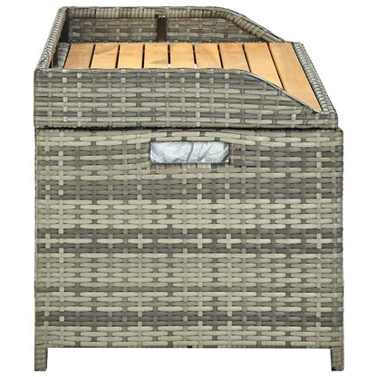 Stylish Grey Poly Rattan Garden Storage Bench, 120 cm