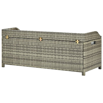 Stylish Grey Poly Rattan Garden Storage Bench, 120 cm