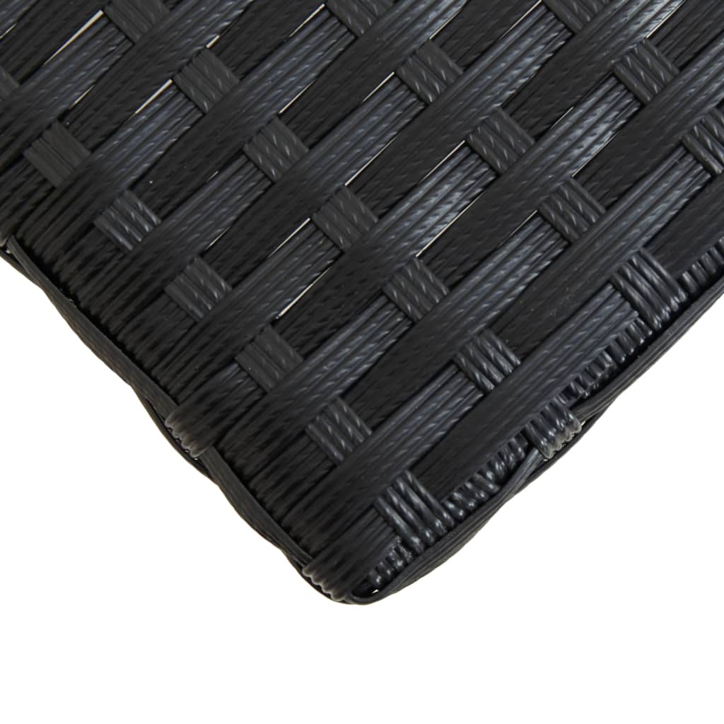Black Poly Rattan & Acacia Wood Garden Bench - 120 cm