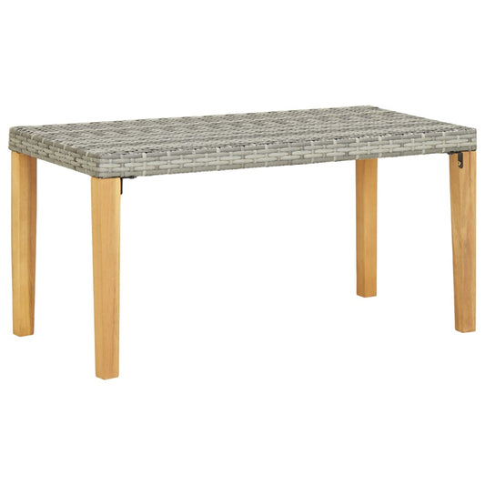 Grey Poly Rattan & Acacia Wood Garden Bench - 120 cm