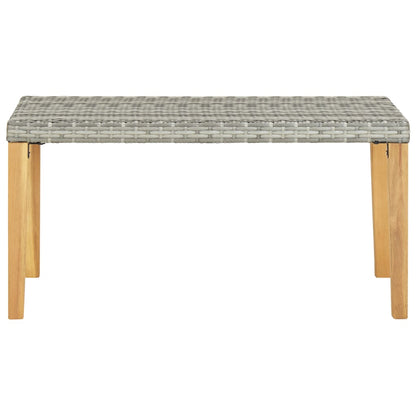 Grey Poly Rattan & Acacia Wood Garden Bench - 120 cm