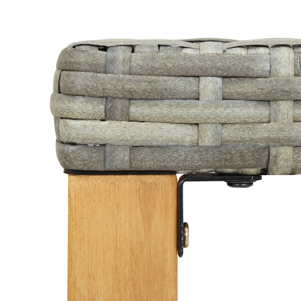 Grey Poly Rattan & Acacia Wood Garden Bench - 120 cm