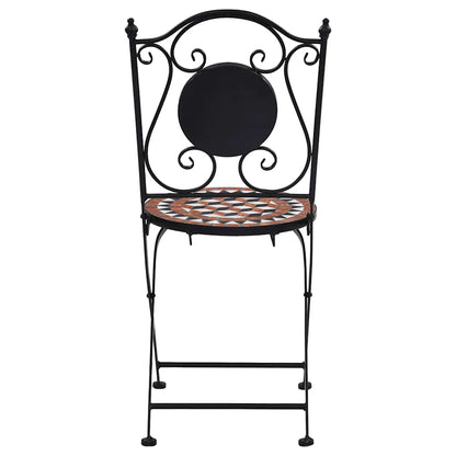 Brown Ceramic Mosaic Bistro Chairs Set of 2 - Stylish Outdoor Seating