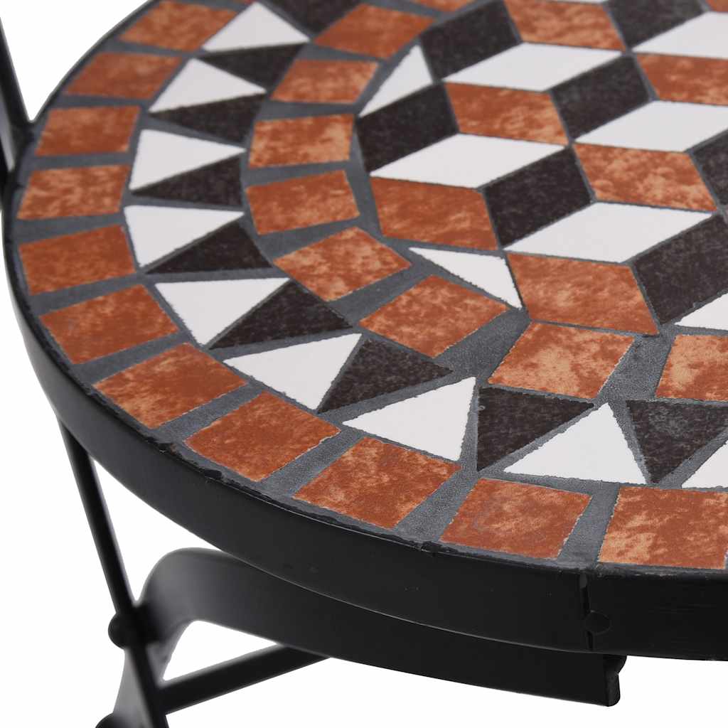 Brown Ceramic Mosaic Bistro Chairs Set of 2 - Stylish Outdoor Seating