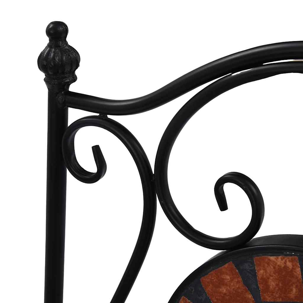 Brown Ceramic Mosaic Bistro Chairs Set of 2 - Stylish Outdoor Seating