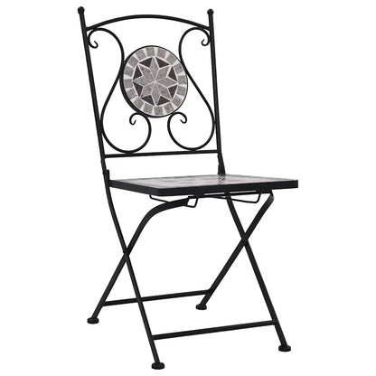 Grey Mosaic Bistro Chairs Set of 2 - Stylish Outdoor Seating