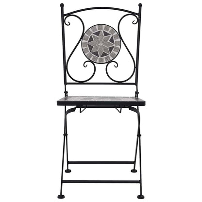 Grey Mosaic Bistro Chairs Set of 2 - Stylish Outdoor Seating