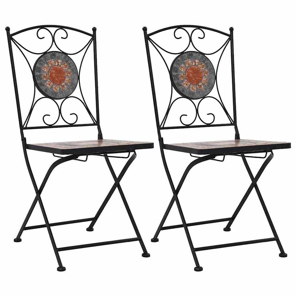 Vibrant Orange/Grey Mosaic Bistro Chairs Set of 2 - Durable & Stylish