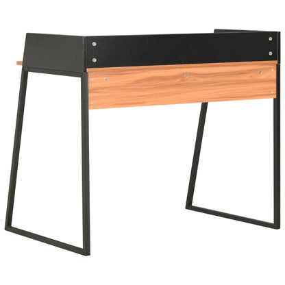 Compact Black & Brown Desk - Wood Finish, 90x60x88 cm