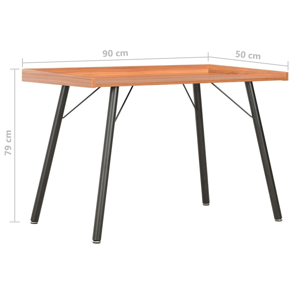 Compact Brown Wooden Desk - 90x50x79 cm Ideal for Home Office