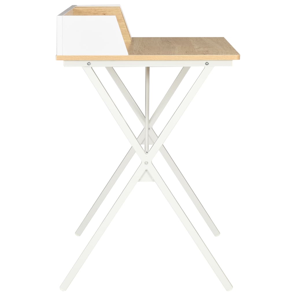 Compact White & Natural Desk, 80x50x84 cm - Stylish & Functional Furniture