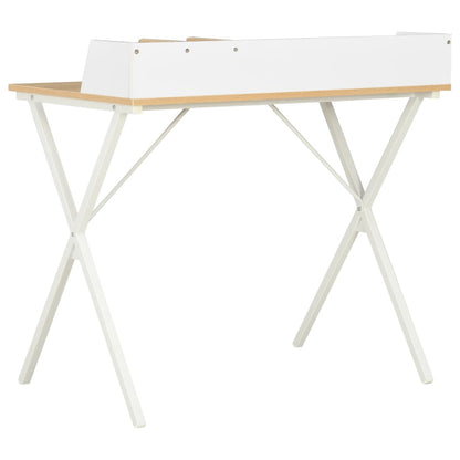 Compact White & Natural Desk, 80x50x84 cm - Stylish & Functional Furniture