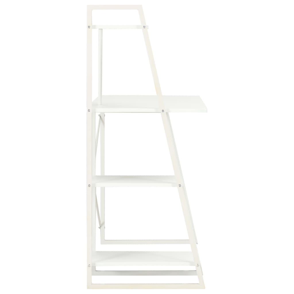 Compact White Desk with Shelving Unit, 102x50x117 cm, Modern Design