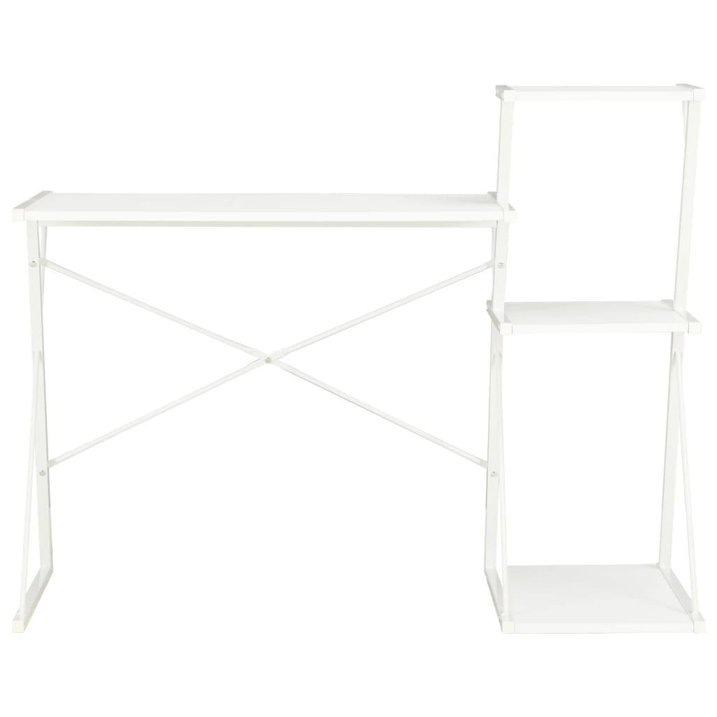 White Desk with Shelf - 116x50x93 cm - Space-Saving Design