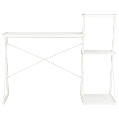 White Desk with Shelf - 116x50x93 cm - Space-Saving Design