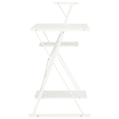 White Desk with Shelf - 116x50x93 cm - Space-Saving Design