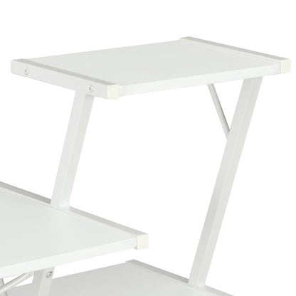 White Desk with Shelf - 116x50x93 cm - Space-Saving Design