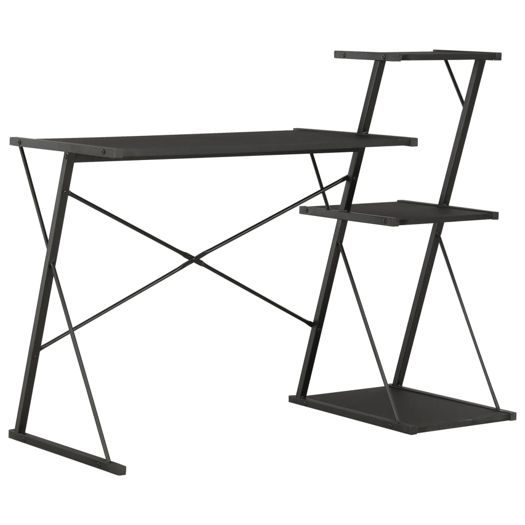 Black Desk with Shelf - 116x50x93 cm - Stylish & Functional Design