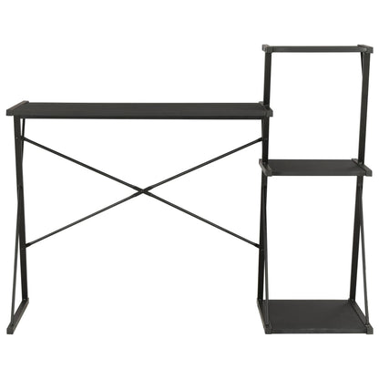 Black Desk with Shelf - 116x50x93 cm - Stylish & Functional Design